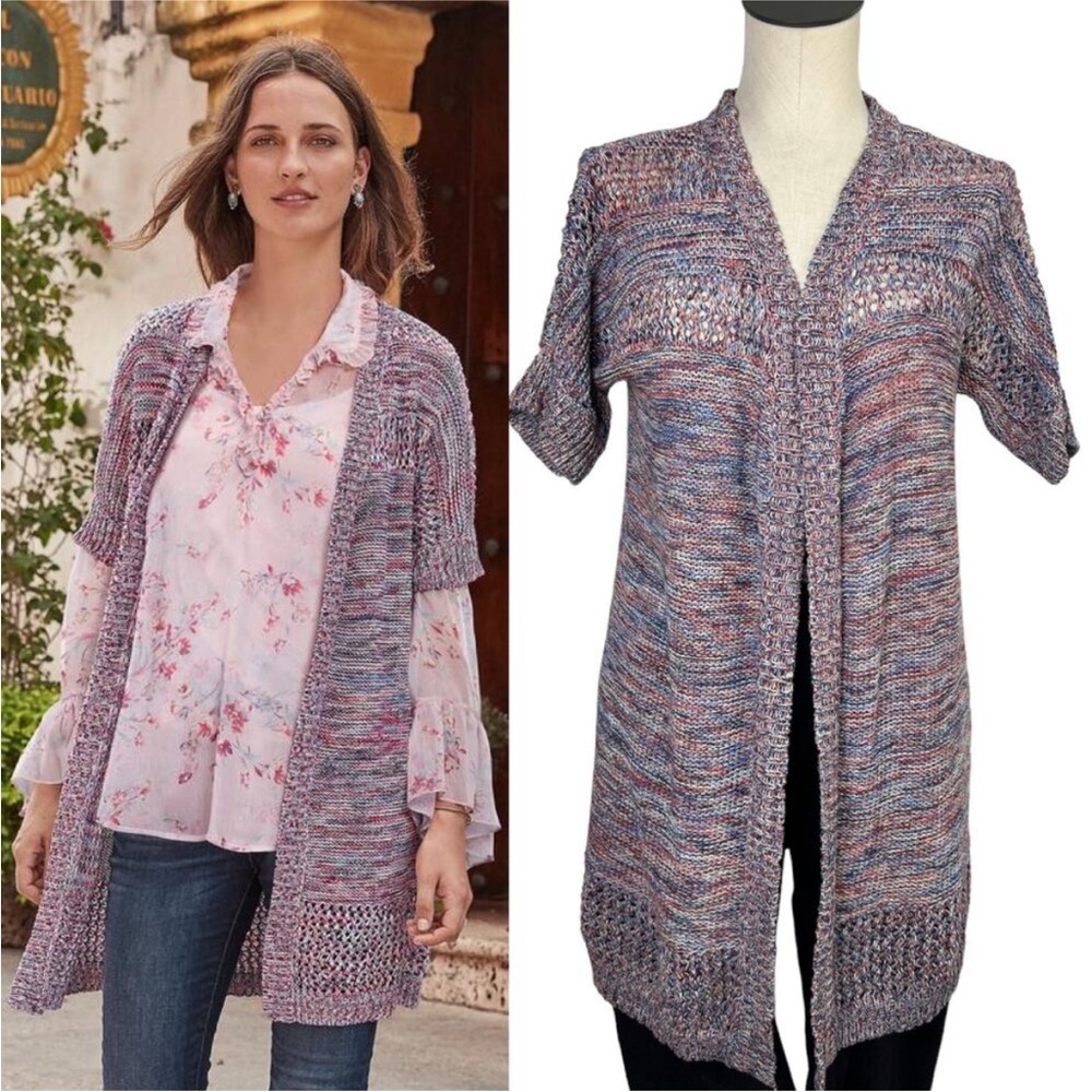 Sundance Open Knit Short Sleeve Long Cardigan Sweater Size Small